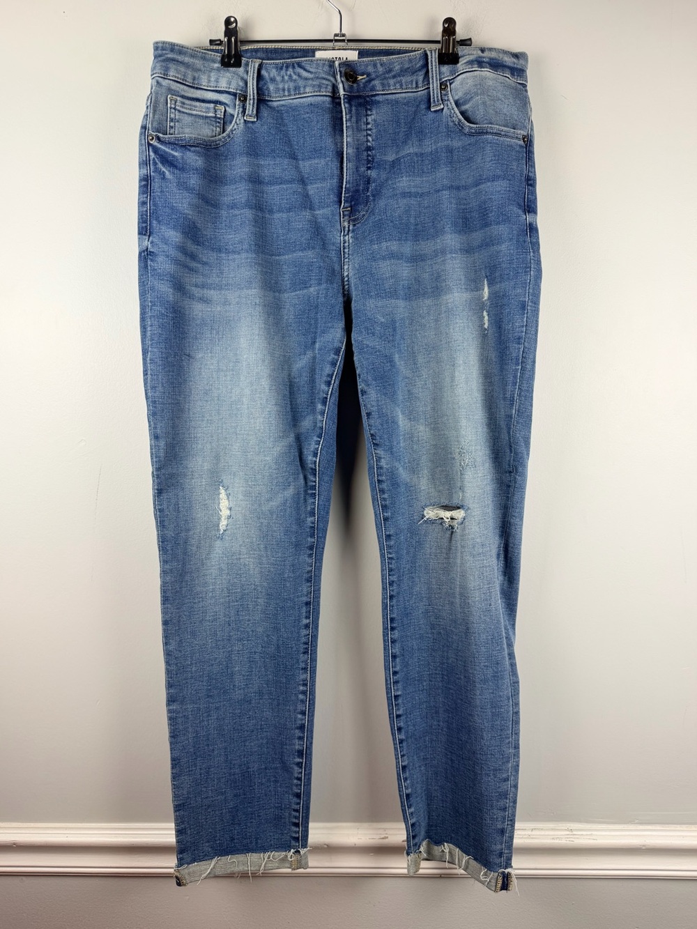 Pistola cropped cuffed distressed jeans in better half wash size 14W
